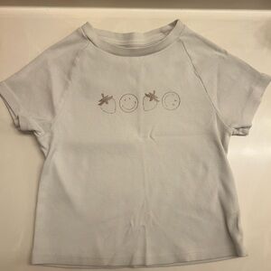 Aerie Strawberry and Smiley Face Baby Tee